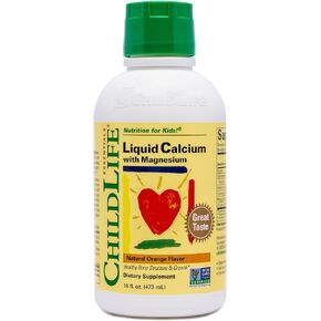 ChildLife Essentials Liquid Calcium Magnesium Supplement - Supports Healthy Bone Growth for Children, Contains Vitamin D3 & Zinc, Gluten Free & Non-GMO - Natural Orange Flavor, 16 Fl Oz (Pack of 3)