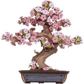 Rolife 3D Wooden Puzzle Flower for Adults, DIY Sakura Bonsai Tree Plants for Home Table Decor, Creative Cherry Blossom Crafts Birthday Model Building Kits Toys