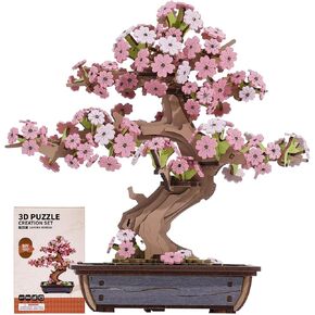 Rowood 3D Wooden Puzzles for Adults,DIY Cherry Blossom Bonsai Tree Botanical Collection Building Set,Craft Kit Gift for Kids on Christmas Birthday ThanksgivingDay-Sakura Bonsai
