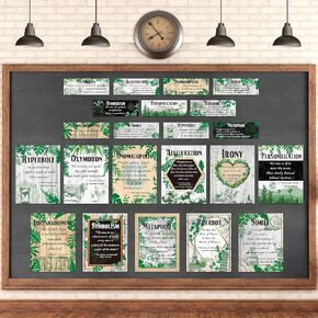 Zonon 22 PCS Literature Posters Eucalyptus Classroom Decorations Greenery Bulletin Board Elements of English Language and Literature Grammar Educational Art Print for Middle High School (Greenery)