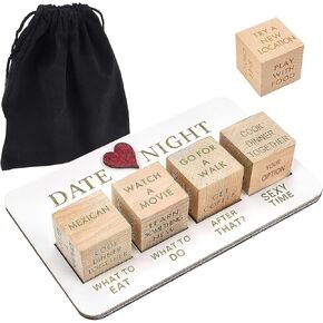 Date Night Dice for Couples,Love Dice Food Decision Dice,Wooden Creative Date Night Dice Help You Make Decisions,Romantic Dice Set Gift for Valentine's Day Anniversary and Boyfriend Girlfriend