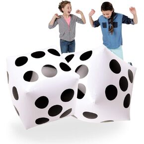 Novelty Place 2 Pcs Jumbo Inflatable Dice, 20" White and Black Giant Dice for Indoor and Outdoor Broad Game, Ludo and Pool Party