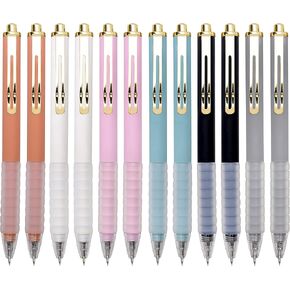 Linbsunne Ballpoint Pens Medium Point 1mm Black Ink Work Pen with Super Soft Grip Ball Point Pen for Men Women Retractable Office Pens (Gold Clip-6 count)