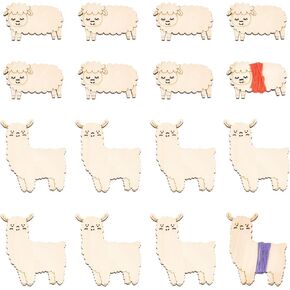 NBEADS 24 Pcs 2 Styles Wooden Animals Floss Bobbins, 2 Sizes Sheep and Alpaca Shaped Cross Stitch Bobbin Embroidery Thread Cards Winding Board for DIY Sewing Storage