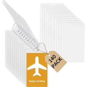 140 Sets 10 Mil 4.3x2.6inches Laminating Pouches with Slot Hole,Printable Luggage Tags with Clear Loop,Kit Resealable for Work Permits Pass Cards Student ID Cards Gift Tags Homemade Ornaments