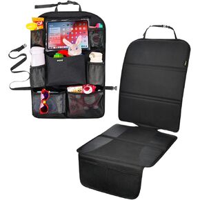 Car Back Seat Organizer for Kids, Seat Back Organizer with Touch Screen Tablet Holder and 8 Pockets, Kick Mats Seat Back Protector, Car Travel Accessories, Road Trip Essentials, 2 Pack