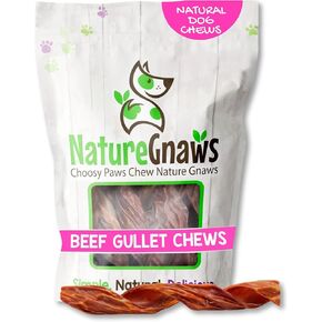 Nature Gnaws Beef Gullet Springs for Dogs 7-8" (12 Count) - Natural Beef Jerky Stick Dog Chew Treats - Rawhide Free