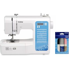 Brother CP80X Computerized Sewing Machine and Hard Plastic Storage and Carry Case, Premium Sewing Thread 6-Pack Included