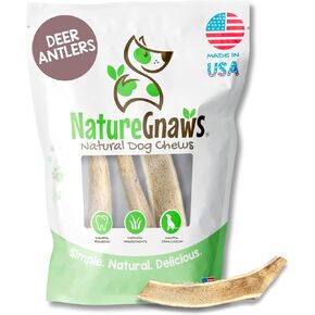 Nature Gnaws USA Elk Antlers for Dogs 5-8" (3 Count) - Mix of Split and Whole Pieces - Long Lasting for Aggressive Chewers - Natural Dog Chew Bones