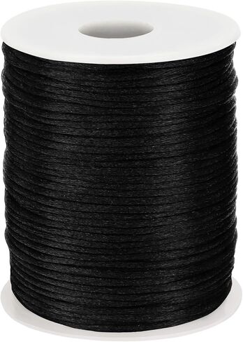 2MM 110 Yards Nylon Necklace Cord, Wind Chime Cord, String for Bracelet Making, Braided Lanyard String, Jewelry Thread Beading String for Crafts, Twine for Chinese Knotting (Black) in Kuwait