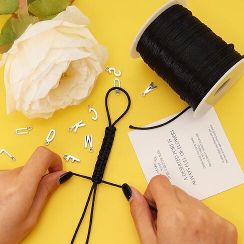 2MM 110 Yards Nylon Necklace Cord, Wind Chime Cord, String for Bracelet Making, Braided Lanyard String, Jewelry Thread Beading String for Crafts, Twine for Chinese Knotting (Black) in Kuwait