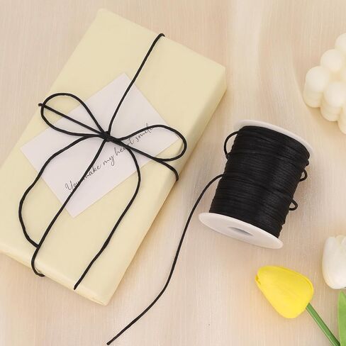2MM 110 Yards Nylon Necklace Cord, Wind Chime Cord, String for Bracelet Making, Braided Lanyard String, Jewelry Thread Beading String for Crafts, Twine for Chinese Knotting (Black) in Kuwait