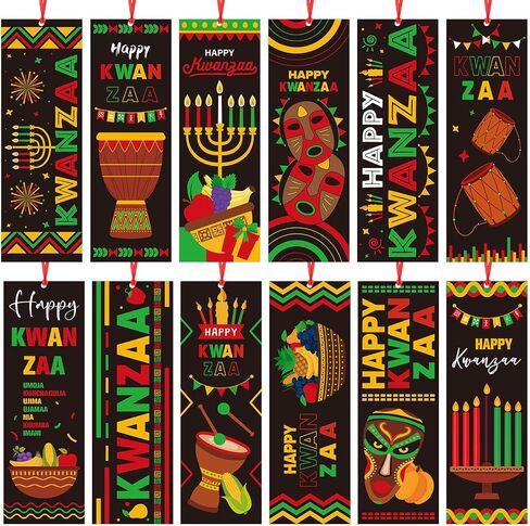 240 قطعة من علامات Kwanzaa المرجعية مع شريط Happy Kwanzaa علامات صفحة مزدوجة الجوانب ملحقات القراءة التراثية الأفريقية لمحبي الكتب احتفالات مهرجان Kwanzaa للعطلات in Saudi Arabia