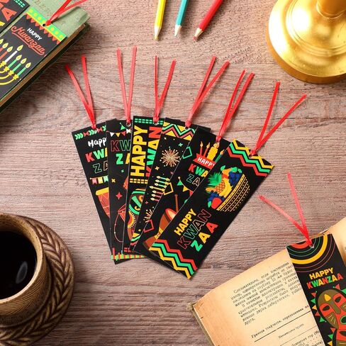 240 قطعة من علامات Kwanzaa المرجعية مع شريط Happy Kwanzaa علامات صفحة مزدوجة الجوانب ملحقات القراءة التراثية الأفريقية لمحبي الكتب احتفالات مهرجان Kwanzaa للعطلات in Saudi Arabia