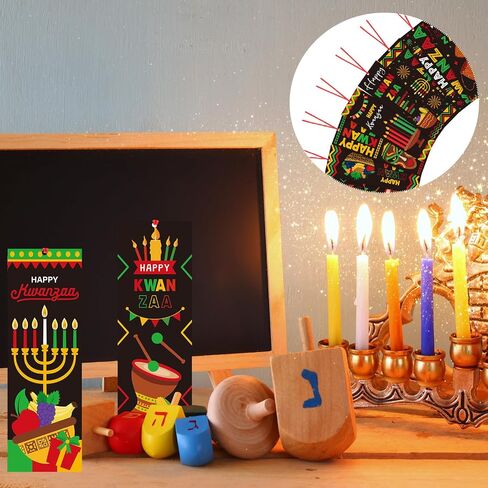 240 قطعة من علامات Kwanzaa المرجعية مع شريط Happy Kwanzaa علامات صفحة مزدوجة الجوانب ملحقات القراءة التراثية الأفريقية لمحبي الكتب احتفالات مهرجان Kwanzaa للعطلات in Saudi Arabia