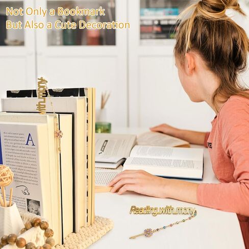 Metal Bookmark Cute Book Accessories Gifts for Women Teacher Readers Book Lovers for Christmas Mother's Day (Merry Christmas Gold) in Saudi Arabia