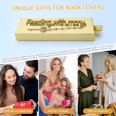 Metal Bookmark Cute Book Accessories Gifts for Women Teacher Readers Book Lovers for Christmas Mother's Day (Merry Christmas Gold) in Saudi Arabia