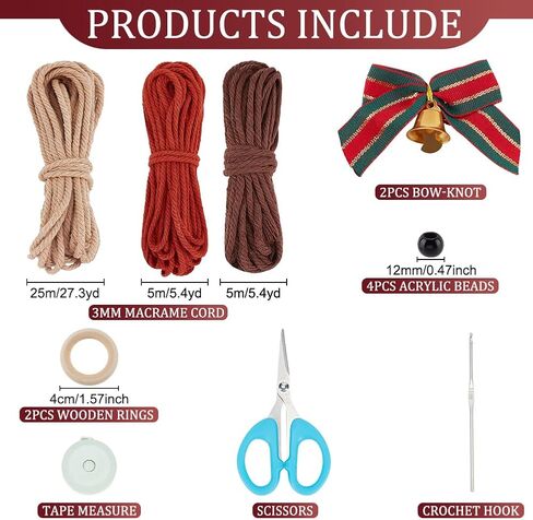 ORIGACH 2 Set DIY Macrame Xmas Elk Kit Easy Macrame Elk Christmas Ornament Kit with Instruction for Beginners Adults Macrame Christmas Hanging Decor for Home Decoration in Saudi Arabia