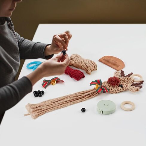 ORIGACH 2 Set DIY Macrame Xmas Elk Kit Easy Macrame Elk Christmas Ornament Kit with Instruction for Beginners Adults Macrame Christmas Hanging Decor for Home Decoration in Saudi Arabia