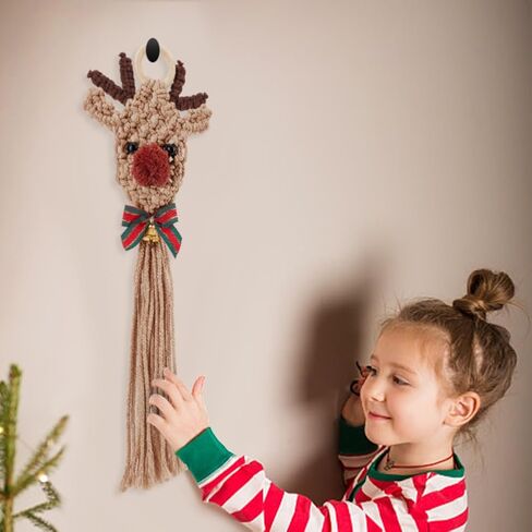 ORIGACH 2 Set DIY Macrame Xmas Elk Kit Easy Macrame Elk Christmas Ornament Kit with Instruction for Beginners Adults Macrame Christmas Hanging Decor for Home Decoration in Saudi Arabia
