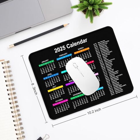 لوحة ماوس تقويم 2025، لوحة ماوس مربعة للعام الجديد 2025، ظهر مطاطي مضاد للانزلاق، حواف مخيطة، سطح أملس، للألعاب، المكتب، الكمبيوتر المحمول، الكمبيوتر، 8 × 10 بوصة، هدية لوازم المكتب للعام الجديد in Kuwait