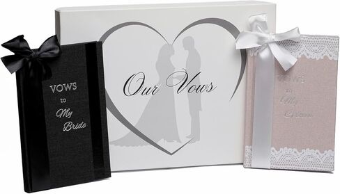 Elegant His and Hers Vow Books Set - Vows Book His and Hers w/ Keepsake Box, Ring Bags, Bride & Groom Cards, Writing Template - Linen Covered Vow Books for Wedding - Heartfelt Wedding Vow Keepsake in Saudi Arabia