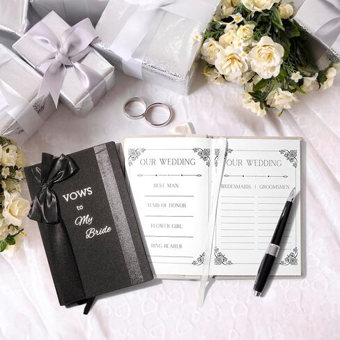 Elegant His and Hers Vow Books Set - Vows Book His and Hers w/ Keepsake Box, Ring Bags, Bride & Groom Cards, Writing Template - Linen Covered Vow Books for Wedding - Heartfelt Wedding Vow Keepsake in Saudi Arabia