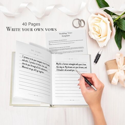 Elegant His and Hers Vow Books Set - Vows Book His and Hers w/ Keepsake Box, Ring Bags, Bride & Groom Cards, Writing Template - Linen Covered Vow Books for Wedding - Heartfelt Wedding Vow Keepsake in Saudi Arabia