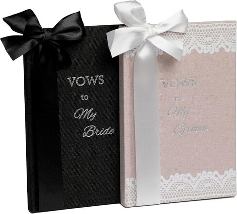 Elegant His and Hers Vow Books Set - Vows Book His and Hers w/ Keepsake Box, Ring Bags, Bride & Groom Cards, Writing Template - Linen Covered Vow Books for Wedding - Heartfelt Wedding Vow Keepsake in Saudi Arabia