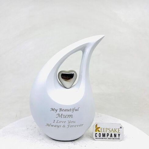 Purple Shimmer Tear Drop Small Urns for Human Ashes with Silver Heart (6 Inch Height) - Unique Medium Urn - Decorative Urns - Cremation Urn - Burial Urns - Keepsake Urn - Funeral Urn - Small Pet Urns in Saudi Arabia