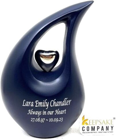 Purple Shimmer Tear Drop Small Urns for Human Ashes with Silver Heart (6 Inch Height) - Unique Medium Urn - Decorative Urns - Cremation Urn - Burial Urns - Keepsake Urn - Funeral Urn - Small Pet Urns in Saudi Arabia