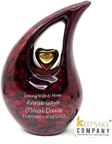 Purple Shimmer Tear Drop Small Urns for Human Ashes with Silver Heart (6 Inch Height) - Unique Medium Urn - Decorative Urns - Cremation Urn - Burial Urns - Keepsake Urn - Funeral Urn - Small Pet Urns in Saudi Arabia