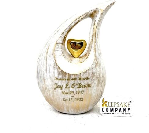 Purple Shimmer Tear Drop Small Urns for Human Ashes with Silver Heart (6 Inch Height) - Unique Medium Urn - Decorative Urns - Cremation Urn - Burial Urns - Keepsake Urn - Funeral Urn - Small Pet Urns in Saudi Arabia