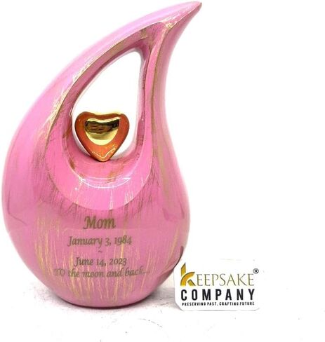 Purple Shimmer Tear Drop Small Urns for Human Ashes with Silver Heart (6 Inch Height) - Unique Medium Urn - Decorative Urns - Cremation Urn - Burial Urns - Keepsake Urn - Funeral Urn - Small Pet Urns in Saudi Arabia