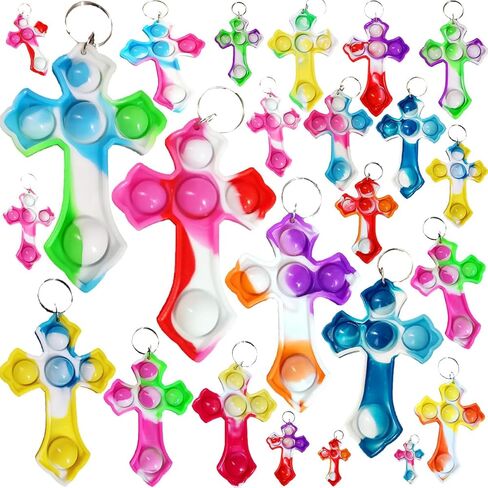 30 Packs Mini Backpack Pop Fidget Bubble Toys, Bulk Religion Cross Classroom Students Prizes Birthday Party Favors Gifts in Saudi Arabia