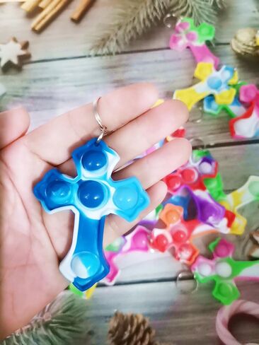 30 Packs Mini Backpack Pop Fidget Bubble Toys, Bulk Religion Cross Classroom Students Prizes Birthday Party Favors Gifts in Saudi Arabia
