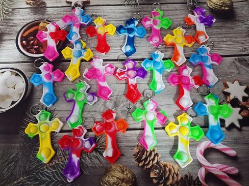 30 Packs Mini Backpack Pop Fidget Bubble Toys, Bulk Religion Cross Classroom Students Prizes Birthday Party Favors Gifts in Saudi Arabia