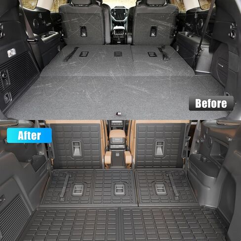 بطانة البضائع متوافقة مع 2019-2024 Subaru Ascent 7&8 Seater Trunk Mat Cargo Mat جميع الأحوال الجوية غطاء المقعد الخلفي حامي 2023 Ascent Accessories (حصيرة صندوق السيارة + سجادات مسند الظهر للصف الثالث) in Kuwait