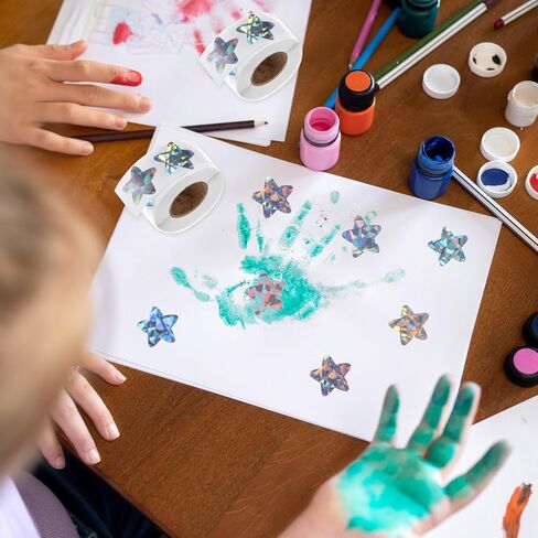 1000 PCS Holographic Silvery Star Stickers, 1 Inch Self Adhesive Metallic Glitter Foil Stickers Reflective Sparkly Star Stickers Reward Behavior Chart Labels for Students Teachers Supplies (2 Rolls) in Saudi Arabia