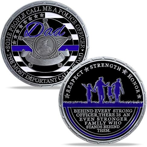 Police Challenge Coin - Thin Blue Line Police Officer Challenge Coin for Dad Law Enforcement Coins Decoration Souvenir Gift for Police Department Father in Saudi Arabia