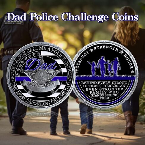 Police Challenge Coin - Thin Blue Line Police Officer Challenge Coin for Dad Law Enforcement Coins Decoration Souvenir Gift for Police Department Father in Saudi Arabia