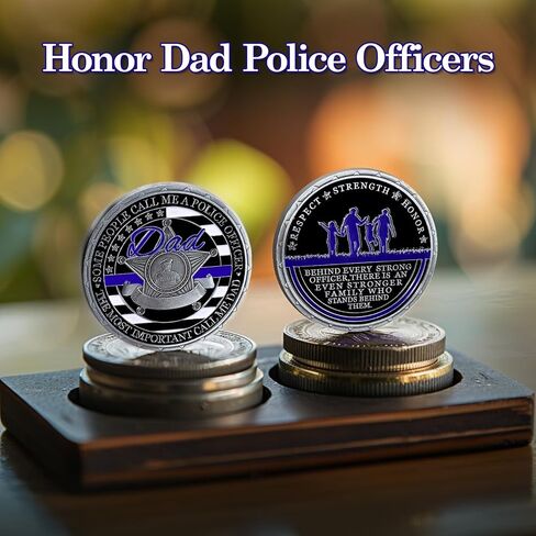 Police Challenge Coin - Thin Blue Line Police Officer Challenge Coin for Dad Law Enforcement Coins Decoration Souvenir Gift for Police Department Father in Saudi Arabia