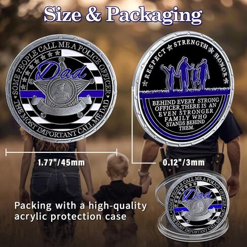 Police Challenge Coin - Thin Blue Line Police Officer Challenge Coin for Dad Law Enforcement Coins Decoration Souvenir Gift for Police Department Father in Saudi Arabia
