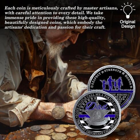 Police Challenge Coin - Thin Blue Line Police Officer Challenge Coin for Dad Law Enforcement Coins Decoration Souvenir Gift for Police Department Father in Saudi Arabia