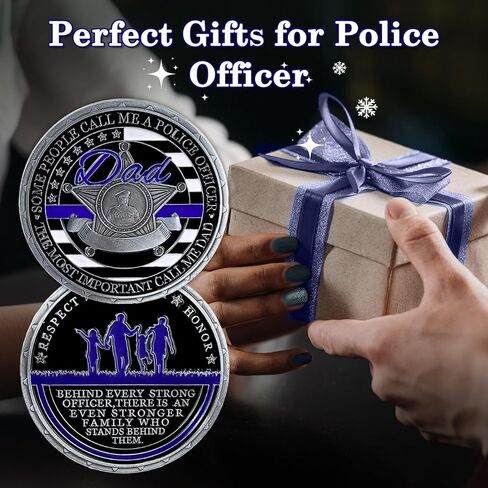 Police Challenge Coin - Thin Blue Line Police Officer Challenge Coin for Dad Law Enforcement Coins Decoration Souvenir Gift for Police Department Father in Saudi Arabia