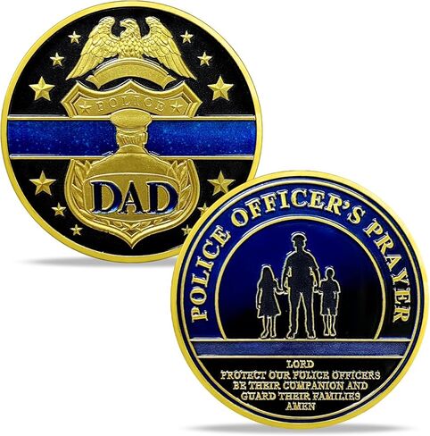Police Challenge Coin - Thin Blue Line Police Officer Challenge Coin for Dad Law Enforcement Coins Decoration Souvenir Gift for Police Department Father in Saudi Arabia