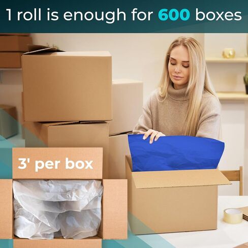 IDL Packaging 18" x 1800' SatinPack™ Tissue Paper Roll, 20 Basis Weight, Parade Blue Color - Acid-Free Decorative Tissue Paper for Packaging Clothing, Gift Wrapping, Art Projects, Crafts in Saudi Arabia