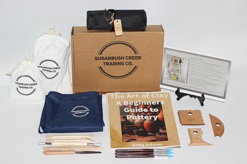 57 Piece Pottery Tools Sculpting Kit Includes Apron,Wooden Clay Tools,Carving Tool Pouch,Case,Book,Ribs, Reference Card and Reference Manual, Essential Tools for Pottery Enthusiasts,Artist Studio, in Saudi Arabia