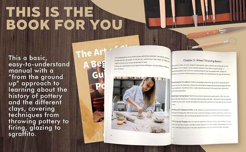 57 Piece Pottery Tools Sculpting Kit Includes Apron,Wooden Clay Tools,Carving Tool Pouch,Case,Book,Ribs, Reference Card and Reference Manual, Essential Tools for Pottery Enthusiasts,Artist Studio, in Saudi Arabia
