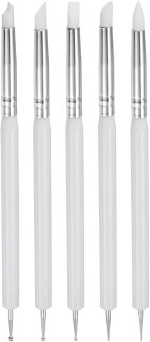 HARFINGTON 5 Pcs Silicone Clay Sculpting Tool Double-Ended Rubber Tip Metal Ball Silicon Shaper Pens Modeling Stylus Dotting Tool for DIY Handicraft Sculpture Pottery Painting, Wood in Kuwait